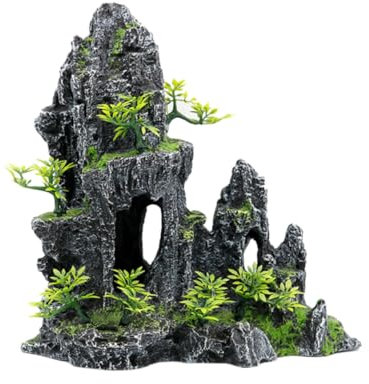 PERSELOSO Aquarium Dekoration Aquarium Fischhöhle Berg Große Dekoration Höhle Ornament Berg Futterspender Steingarten Großer Für