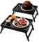 Fibogollo 2 Pack Bamboo Bed Tray Table with Folding Legs,Breakfast Trays,Serving Tray for Food and Snack,Laptop Trays for Working(Black)