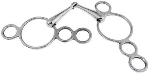Sehuby Gag Bit, Edelstahl-Gag-Bit, Pferdegebiss, Gelenkmund, 3 Ringe, Metallknebel, lose Ringe, Pferdeausrüstung, einfach zu bedienen