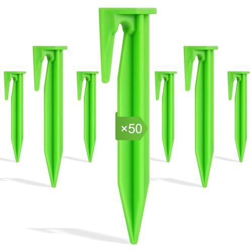OFFCUP Cortacésped Clavos, 50pcs Piquetas Cortacesped, Robot Cortacésped Cable Clavijas de Fijación, Compatible con Gardena, Husqvarna, Worx, Bosch, AL-KO, Robomow, McCulloch Stiga-Verde