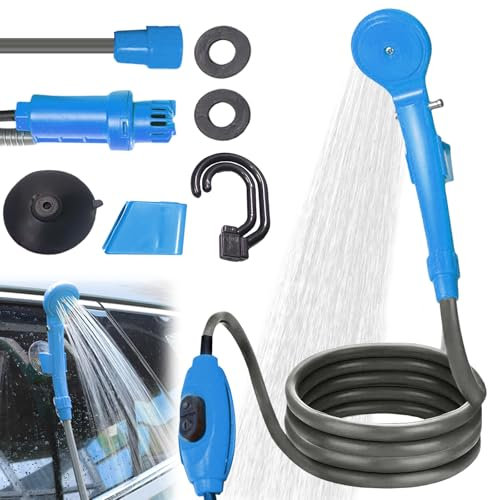 PORFOYO Ducha Portatil Ducha Portatil Camping, 12 V Ducha Camper, Ducha Portatil Furgoneta Camper, Kit De Ducha Exterior Portátil, Portatil Ducha Exterior para Camping, Caravanas, Plantas De Jardín