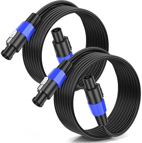 Jumwa 7M 2pack Speakon Cables de Altavoz M-M para Amplificadores de Audio Cable de 15 Calibres con Conector Twist Lock DJ/PA para Audio de Alta Resistencia