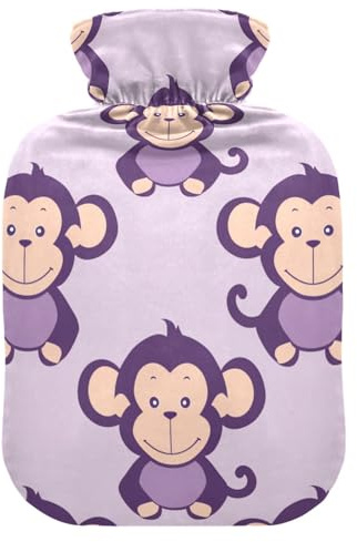 Violet Monkey Water Bottle for hot Water with Soft Cover, 2L Warm Compress for Sore Muscle, Sore Muscle, Sore Muscle