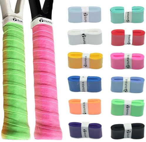 Korsaot 12 Stück Griffband Tennisschläger, Anti-Rutsch Tennis Griffband, Selbstklebend Overgrip Tennisschläger, Weich Padel Grip für Tennis, Padel, Badminton, Squashschläger