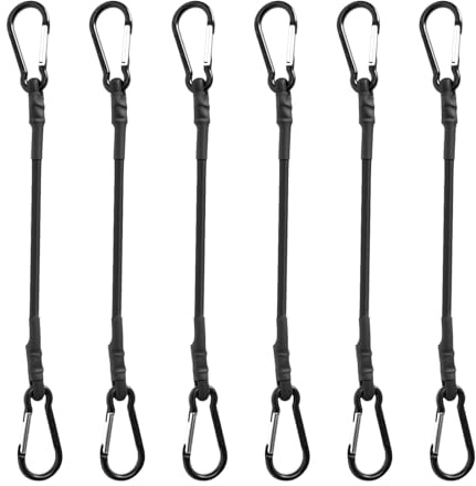 6 Pièces Tendeur Élastique avec Mousqueton, 12 Zoll Sangle Élastique Porte-Bagages, Expander avec Crochets, Corde de Tension pour Sac à Dos, Bagages, Vélo, Camping, Voiture