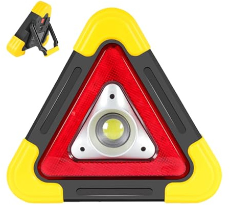 28cm Vehicle Hazard Triangle,Solar LED Warning Triangle -Portable Signal Lamp,Water-Resistant Shockproof Portable, Magnetic Safety Light for Roadside Breakdown Accident Repair Trucks Cars