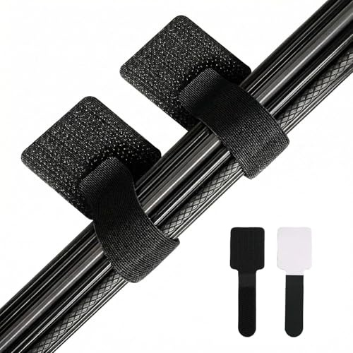 50 PCS Under Desk Cable Management, Self-Adhesive Cable Ties, Adjustable Loop Cable Ties for Wire Organisation, No-Drill Cable Tidy for PC TV Router Desk Home Office (Black)