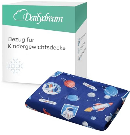 Dailydream Bezug für Kindergewichtsdecke | 104 x 150 cm | Motiv Space | 100% Baumwolle|Ersatzbezug/Wechselbezug | waschbar | hautfreundlich & atmungsaktiv | Cover für Weighted Blanket