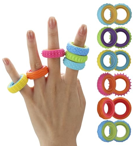 ZENO Dubbla fidgetringar – 12-pack snurrande fidgetring för vuxna och tonåringar, tyst stresslindring fingerfidgetleksaker för arbete, ångest och sensoriska skrivbordsfidgetleksaker