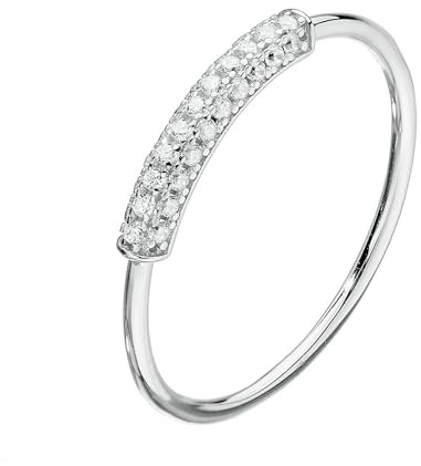 Verlobungsring 585 Gold, Wedding Ring Schmal mit Diamant 14K Weißgold Größe 63 (20.1)