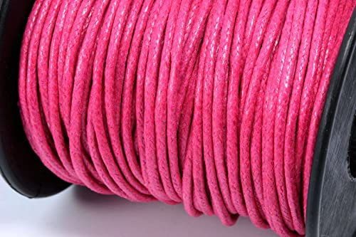 INWARIA – Reißfeste Baumwollkordel gewachst, 5m | Armbänder zum selber Machen, Perlenschnur zur Schmuckherstellung, DIY Band für Armbänder | BK-43 | Große Farbauswahl | Variante: Ø 1mm, pink