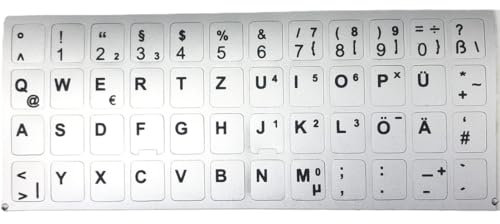 Kompatibel mit Notebook Apple DEUTSCHE Tastaturaufkleber- Silber MATT 48 Tasten 1,1 cm x 1,3 cm Tastatur Aufkleber Selbstkleben
