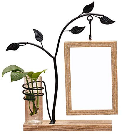 Wankd Doppelseitiger Bilderrahmen aus Holz, Familienbaum, Bilderrahmen für Schreibtisch mit dekorativer Blumenvase, Pflanzenkunst, Wanddekoration (Einheitsgröße)