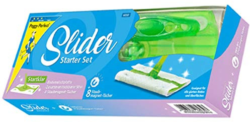 Peggy Perfect Slider Starter-Set, Bodenwischer + 8 Tücher Bodenwischplatte mit zusammensteckbarem Stiel, inkl. - 1 Stück (6030)