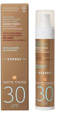 Korres RED GRAPE Anti-Ageing/ Anti-Spot getönte Sonnencreme für das Gesicht SPF30 - Matt, 1er Pack(1 x 93 g)
