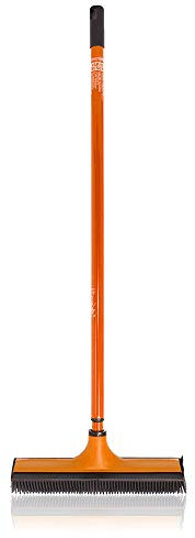 Das blaue Wunder Vario-Besen (Orange) I Einfache Reinigung mit V-Borsten I Abwaschbar I Gummilippe I Teleskopstiel