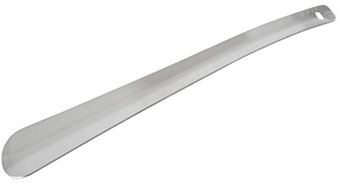 Home-X Edelstahl-Schuhlöffel, Stiefelheber, Schuhhelfer für Senioren, Männer, Frauen und Kinder, Schuh-Werkzeug, Schuh-Gadgets, 31,9 cm L x 3,8 cm B x 1,2 cm H, Edelstahl