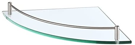 KES Estanteria Baño Estante Baño Cristal 7MM Grueso Vidrio Templado Estanteria Ducha Cristal Pared con Toallero Acero Inoxidable SUS304 Acabado Cepillado, BGS2101A-2-UPC