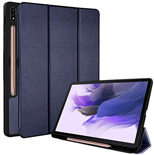 TECHGEAR Smart Case for Samsung Galaxy Tab S7 FE 12.4 (SM-T730/T736) & Tab S8 Plus 12.4 (SM-X800/X806) PU Leather Slim Smart Case Stand Protective Cover [Auto Wake/Sleep] Soft TPU Holder - Blue