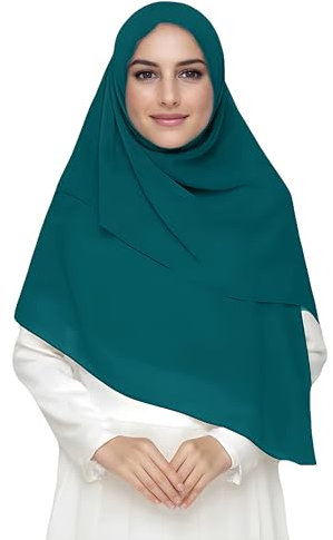 Lina & Lily Premium Chiffon Damen Muslim Hijab Kopftuch Schal Quadrat 145 x 145cm (Teal)