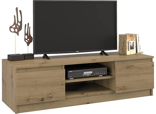 ADGO RTV 120 TV-Ständer mit 2 Schränken und 2 Regalen 120x40x36cm, TV-Lowboard, Lowboard für Fernseher, Fernsehschrank, Fernsehtisch, Stehend TV-Regal, Board mit Stauraum, Langer (Artisan Eiche)
