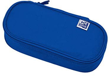 Oxford Federmäppchen für Mädchen und Jungen, oval, mit Stiftehalter, langlebig, blau