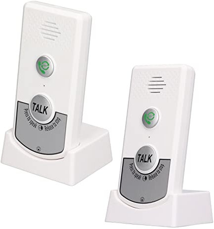 Sonnette vocale à 2 voies, interphone vocal sans fil de bonne résistance pour personnes âgées pour maison de thé (blanc)