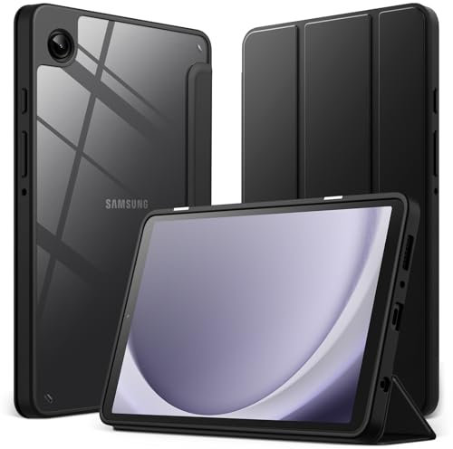 JETech Case for Samsung Galaxy Tab A9 8.7-Inch 2023, Clear Transparent Hard PC Back, Protective Tri-Fold Stand Slim Tablet Cover (Black)