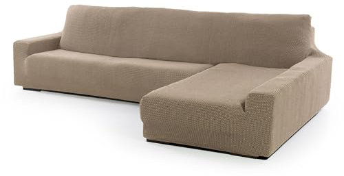 SOFASKINS® super elastischer Chaise Longue überzug, Sofabezug rechte Lange Armlehne, Sofa überzug atmungsaktiv, bequem und langlebig, Kompatible Abmessungen des Sofas (210-340 cm), Farbe leinen