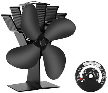 Holzofenventilator 4-Blatt-Herdventilator, Wärmebetriebener Kaminofen, Kaminventilator, Öko-Ventilator, Leiser Heizer, Winterwärmer, Effiziente Wärmeverteilung Energiesparender Ofenventilator ( Color