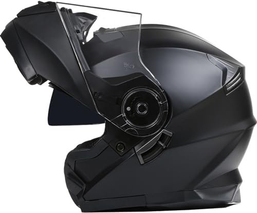 Modularer Integral-Motorradhelm Mit Doppelschichtigem Integriertem Visier Klapp-Motorradhelm Mit Herausnehmbarem Waschbarem Innenfutter DOT/ECE-Zulassung Für Geländefahrzeuge 1,S(55-56CM)