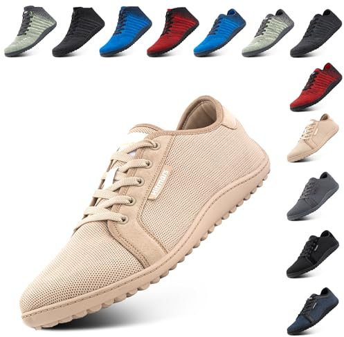 NEOKER Chaussures Pieds Nus Unisexe Orteil Baskets Homme Femme Minimaliste Chaussures Décontractées Respirant Poids Léger pour Marcher Courir Kaki 42 EU