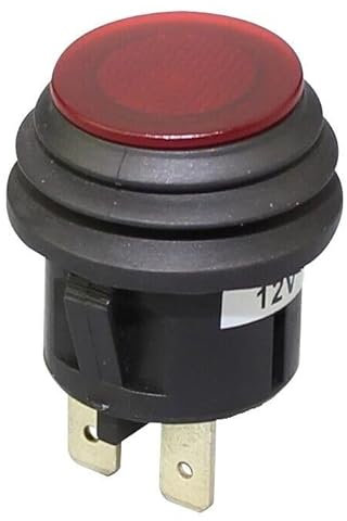 KFZ Wasserdichter Druckknopfschalter 12V 20A, mit roter LED, Snap-in Montage in 20mm Bohrung EIN/AUS 3-polig Schalter für PKW LKW Boote ASW-29D