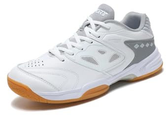 omcam Damen Badminton Tennisschuhe rutschfest Komfort Tischtennis Volleyball Sportschuhe Hallenplatz Pickleball Schuhe,Grau,40 EU