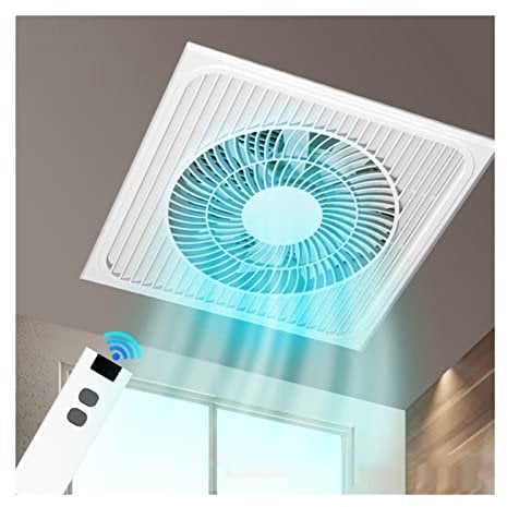 Exhaust Fan 30×30cm Integrated Ceiling Ventilation Fan Square Silent Exhaust Fan with Large Grille Louver Panel and DC Motor, Household High Speed Ventilation Fan Ventilation Fan ( Color : With remote