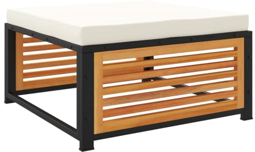 vidaXL Gartenhocker, Sitzhocker mit Kissen, Modular Fußhocker für Garten Terrasse, Mittelsofa Gartentisch Gartenmöbel, Massivholz Akazie