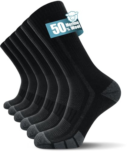 TANSTC Calcetines Térmicos de Lana Merino para Hombre Invierno, Exterior y Trekking, Transpirables, Acolchados y Cálidos