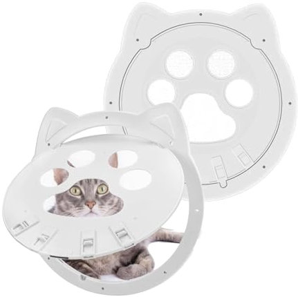 Gattaiola per Zanzariera Sonwaha Gattaiola per Gatti 29x26CM Porticina per Gatti Automatico per Porta Zanzariera per Animali Gattaiola Porta Basculante per Gatti (Bianco)