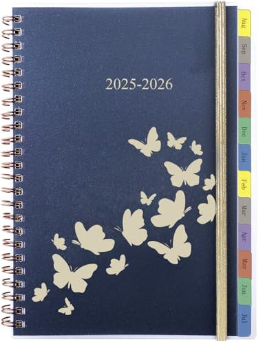 Kalender 2025 2026 Buchkalender A5, Wochenplaner 1 Woche 2 Seite mit Monatsübersicht & Tasche, Schülerkalender 2025/2026 Schulplaner, Terminplaner 2025/26 Ringbuch, Spiralbindung Planer 24/25, Aug-Jul