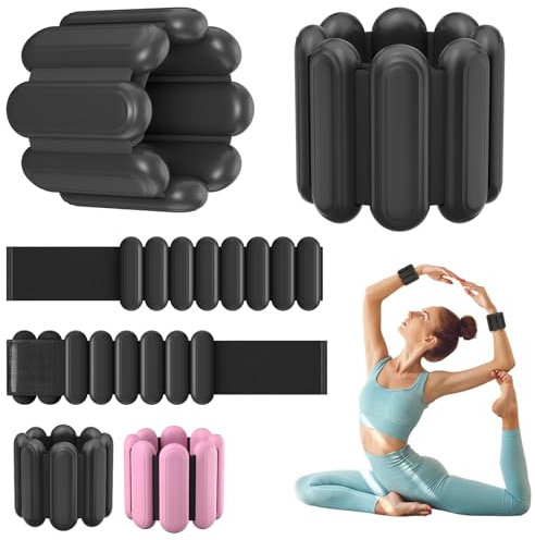 Wrist & Ankle Weights for Women, Wearable Strong Arm & Leg Weights Set of 2(1Lbs Each), Adjustable Ankle Weights for Walking, Yoga, Dance, Barre,Gym,Exercise,Pilates,Walking Running (Black)