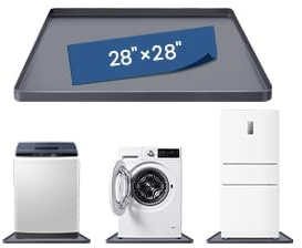 XHIKOWAT Silicone Washing Machine Pan - 68cmX68cm inch Washing Machine Tray with Raised Edge, Non-Slip Trays for under Washer and Dryer, Washer Tray for Floor Protection, Washer Drain Pan (Grey) | 1 Raised Edge Washing Machine Tray, Non-Slip Washing Machine Pan for Under Washer and Dryer (Grey)