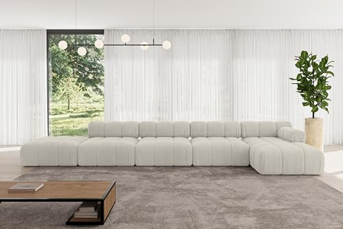 ALTDECOR Modulares Sofa Ecksofa in L-Form Corner modular Sofa Eckcouch Couch Wohnlandschaft Cauchsofa Polstersofa Lizur-L3-475x160x70 cm Hellgrau