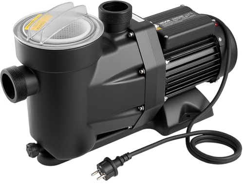 VEVOR Pompe Piscine 1300 W Pompe Filtration Piscine 28800 L/h pour Piscines Hors Sol Enterrées, Spa, Vitesse Unique, avec Panier Filtre, Minuterie, 2850 tr/min, Hauteur Refoulement 17 m, 220-240 V CA