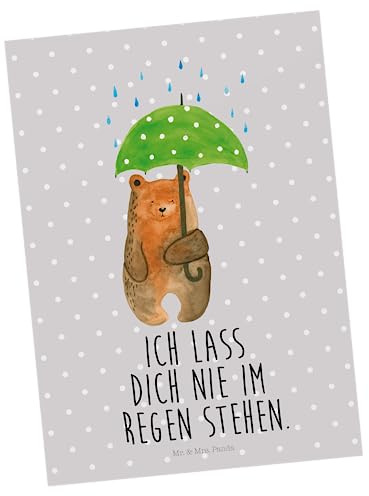 Mr. & Mrs. Panda Ansichtskarte Bär Regenschirm - Geschenk, Pärchen, Grußkarte, bildkarte, Postkarte, Postkarten, Liebe, Kunstkarten, Familie, Freunde, Teddy, Liebeskummer, Spruch