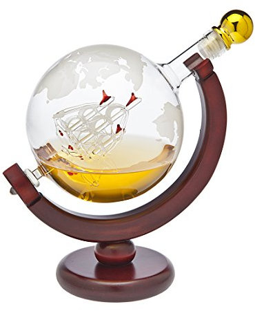 whiskey decanter Globe – per liquore, scotch, bourbon, vodka o vino – 850 ml
