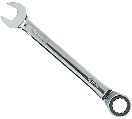 Seshin Buffalo 16mm Ratchet Spanner Steel Fixed Head Gear Wrench Open End & Ring (16mm)