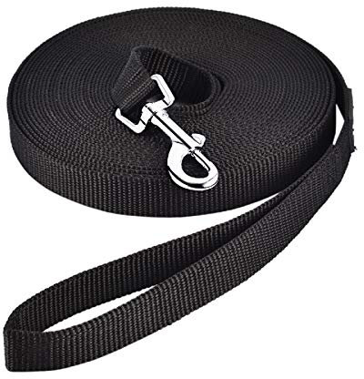 HAPPY HACHI Schleppleine für Hunde, 3m /5m /10m /15m /20m /25m /30m /33m Nylon Hundeleine mit Handschlaufe, Trainingsleine mit D-Karabiner,Lange Hundeleine,für Gehorsamkeitstraining (Schwarz, 5 m)
