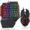 One Hand RGB Gaming Keyboard and Backlit Mouse Combo, USB Wired Rainbow Letters Glow Single Hand Mechanical Feeling With Wrist Rest Support, Gaming Set for Game