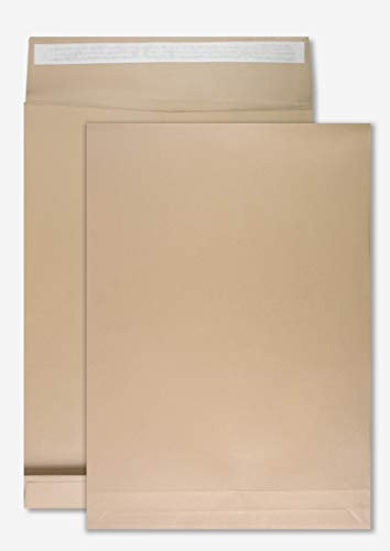 Netuno 50 braune Faltenversandtaschen E4 ohne Fenster 280× 400 mm 150g erweiterbare Versandtaschen mit Falten erweiterbar große Umschläge mit Stehboden braun für Bücher Broschüren Dokumente