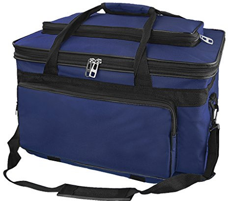 Large Waterproof Canvas Art Portfolio Bag - Folding Portable Art Supplies Storage Tote Bag - Painting Tools Carrier Box - Carrying Case with Shoulder Strap